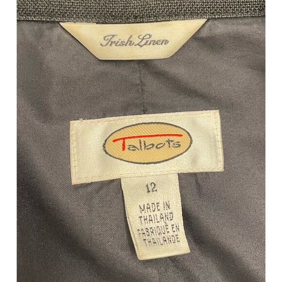 Talbots Black 100% Pure Irish Linen Open Front Blazer Jacket Womens Size 12 - Picture 3 of 5